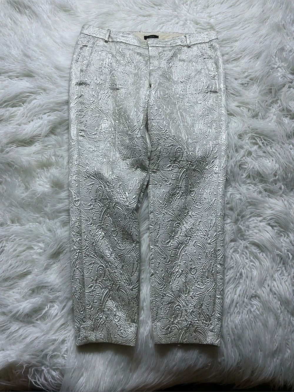 J.Crew Paisley Brocade Slim Pants Champagne Metallic - Picture 1 of 4